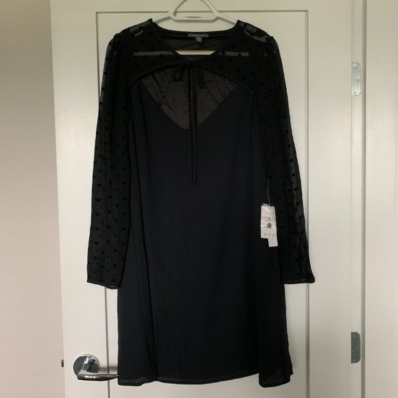 NEW Black Shift Dress with Polka Dot Sleeves - Picture 9 of 9